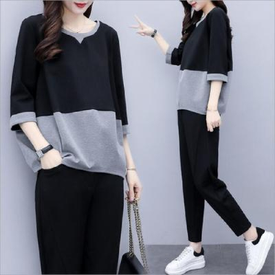 M--4XL spring and summer Korean style fashionable loose large size two-piece casual trousers temperament slimming suit for women
