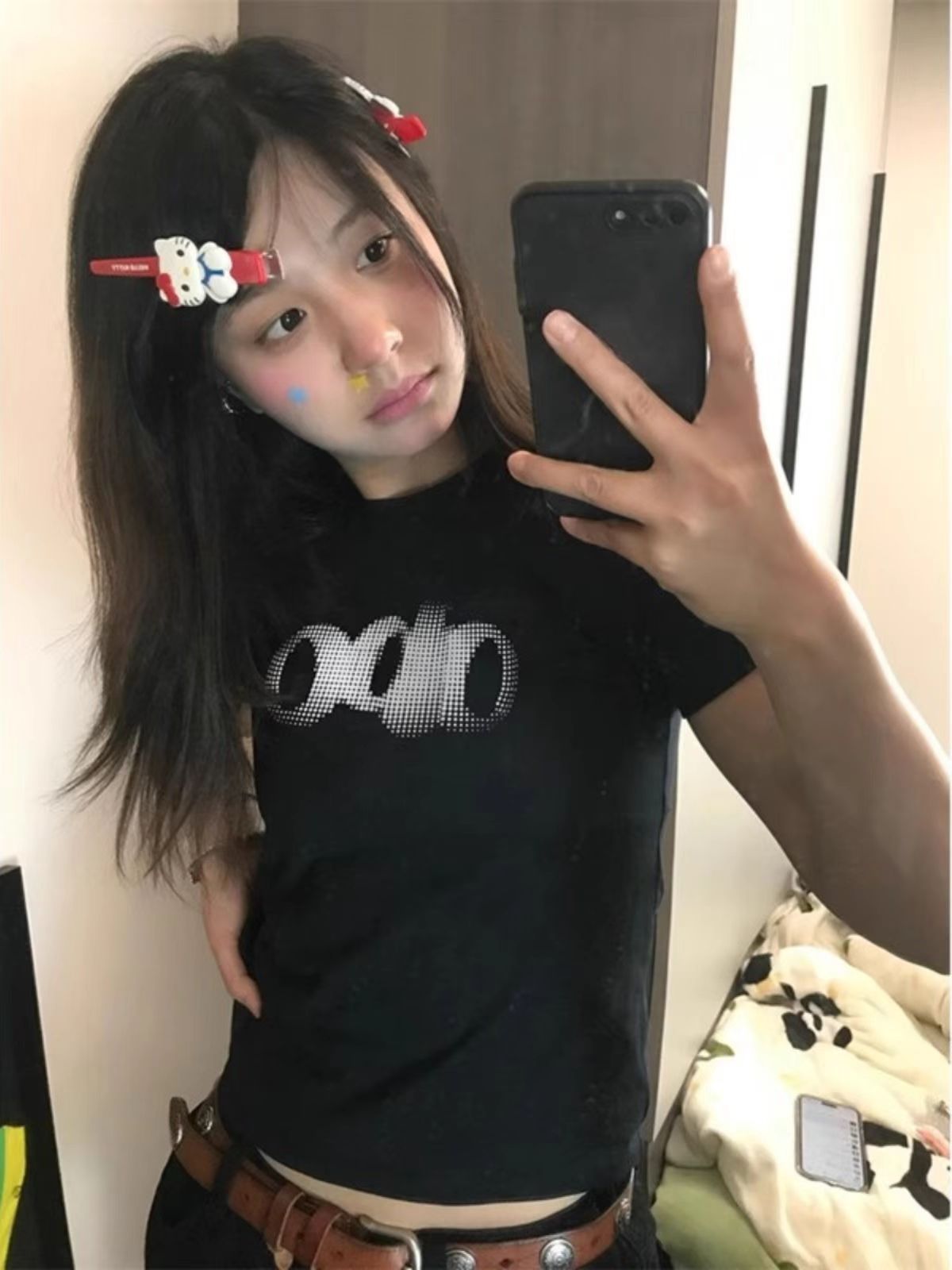 純棉 韓國chic夏季新款韓版修身顯瘦字母印花短袖t恤女百搭上衣潮