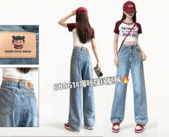 韓國chic牛仔褲女2025春夏季新款寬鬆顯瘦百搭高腰窄版直筒褲子潮