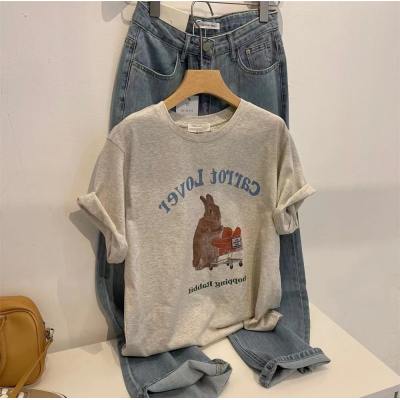 Short-sleeved T-shirt for women loose Korean version ins trendy 2025 spring and summer new mid-length half-sleeved top ins trendy