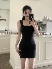 Shot 40 pieces of pure cotton 210g 92 cotton/8 spandex spaghetti strap dress women's skirt