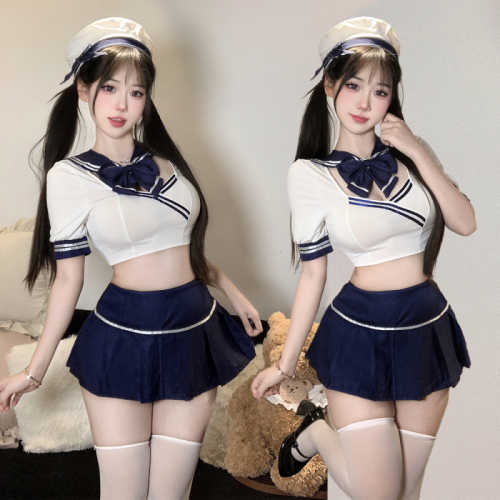 Real shot of sexy sexy underwear seductive stewardess sailor clothing flirting hot passion free uniform suit