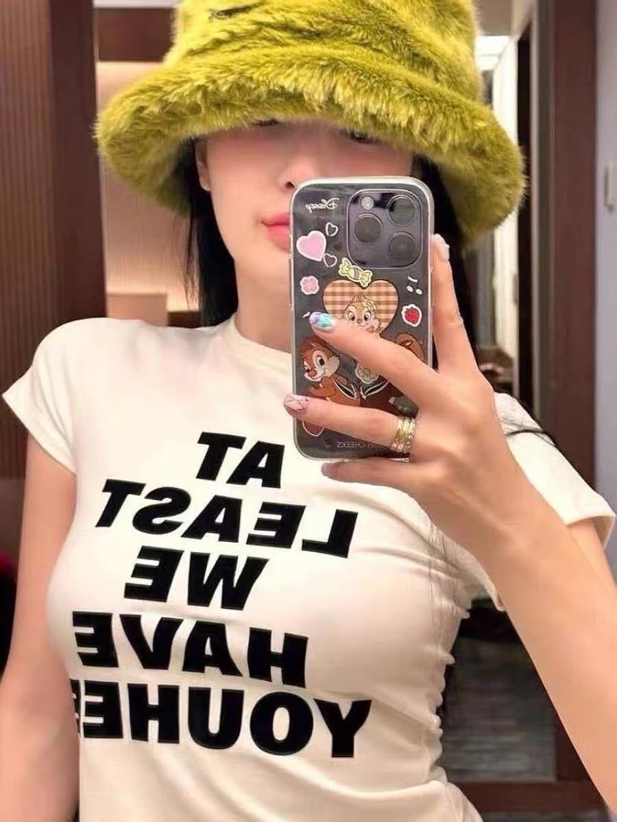 純棉 韓國chic夏季新款韓版修身顯瘦字母印花短袖t恤女百搭上衣潮