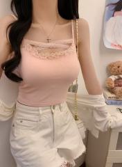 Pure and sweet hot girl in spring and summer slim lace sling sling vest with chest pad beautiful back