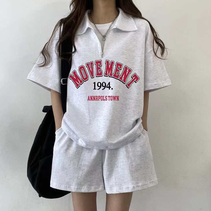 Letter Japanese cute women's sportswear suits for women in summer college style casual shorts shorts student two-piece set