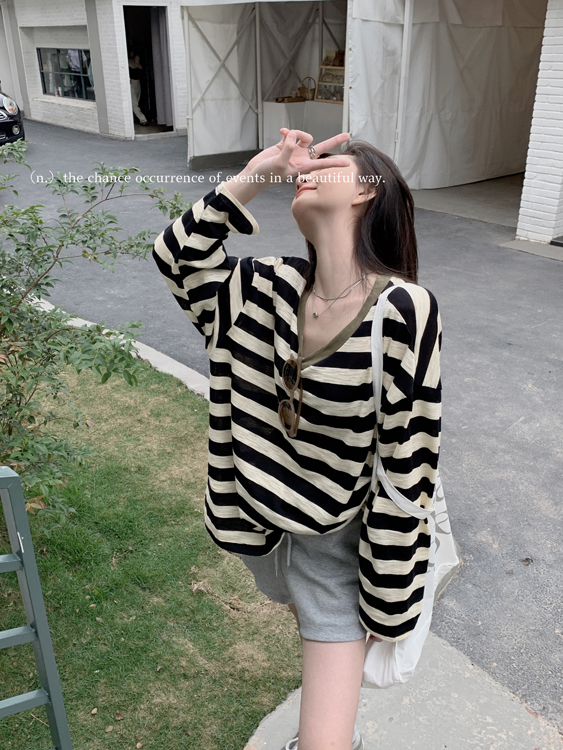 Real photo of olive green lazy people's essential long-sleeved top lazy loose sun protection T