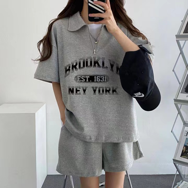 Casual sports suits for women summer two-piece set small Korean 2025 short-sleeved sports suits for women