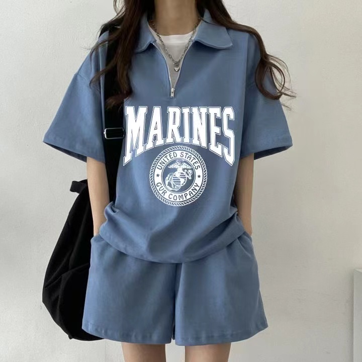 2025 new solid color large-size shorts shorts fashionable age-reducing shorts shorts salt-type two-piece set casual