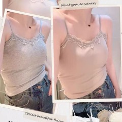 2025 new simple suspender short style with chest pad lace collar sports vest