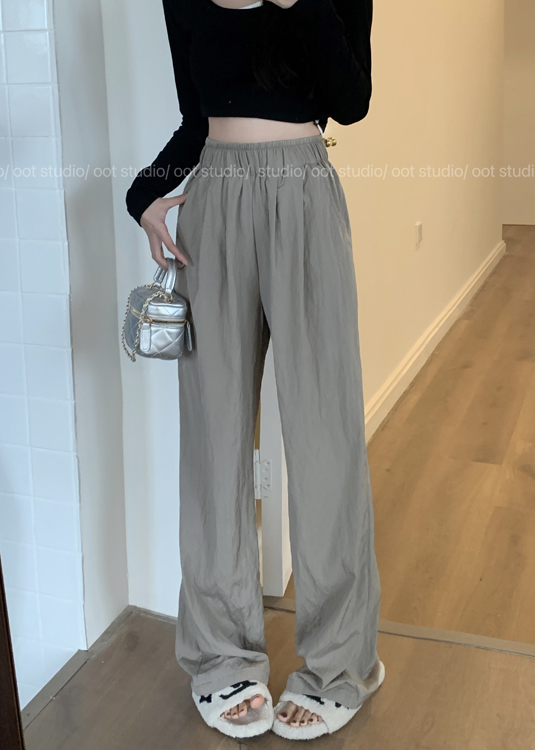 Real shot straight-down retro loose slim trousers casual pants