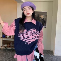 Korean style lazy love season sweater vest cardigan outerwear versatile student style 