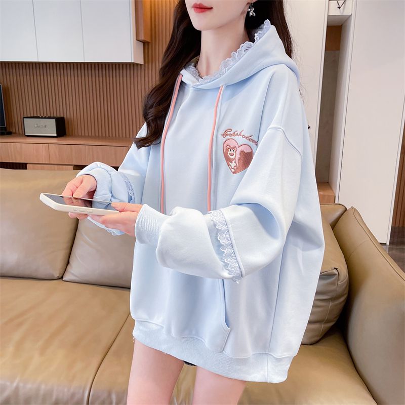 Real photos of Huamian cartoon design niche hooded sweatshirt women's coat new spring, autumn and winter fashionable top