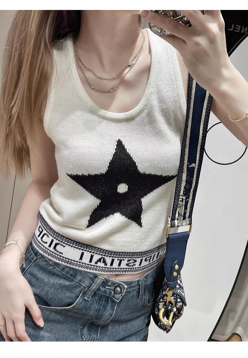 夏季新款洋氣減齡圓領星星提花寬鬆短袖上衣女
