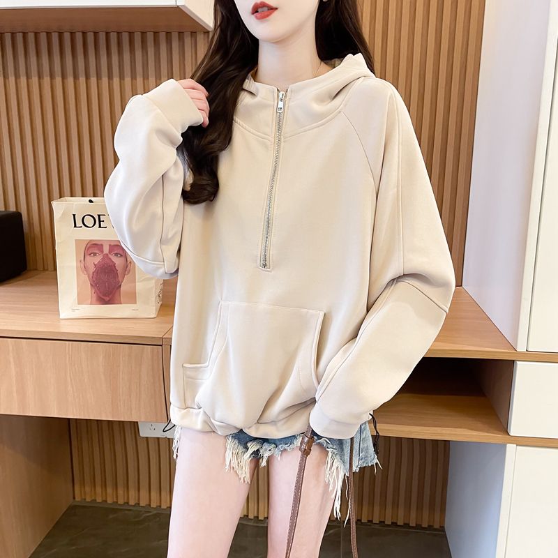 Real photos of Huamian Large size loose hooded baseball uniform jacket for women's spring and autumn design versatile cardigan