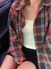 Non-shoot Spring and Summer New Design American Retro Check Shirt Compatible Loose Collar Shirt Jacket Trend