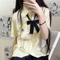 New summer style Xiaolan Zhongjk uniform shirt for women's college style embroidered versatile accordion pleated orthodox Japanese comic shirt