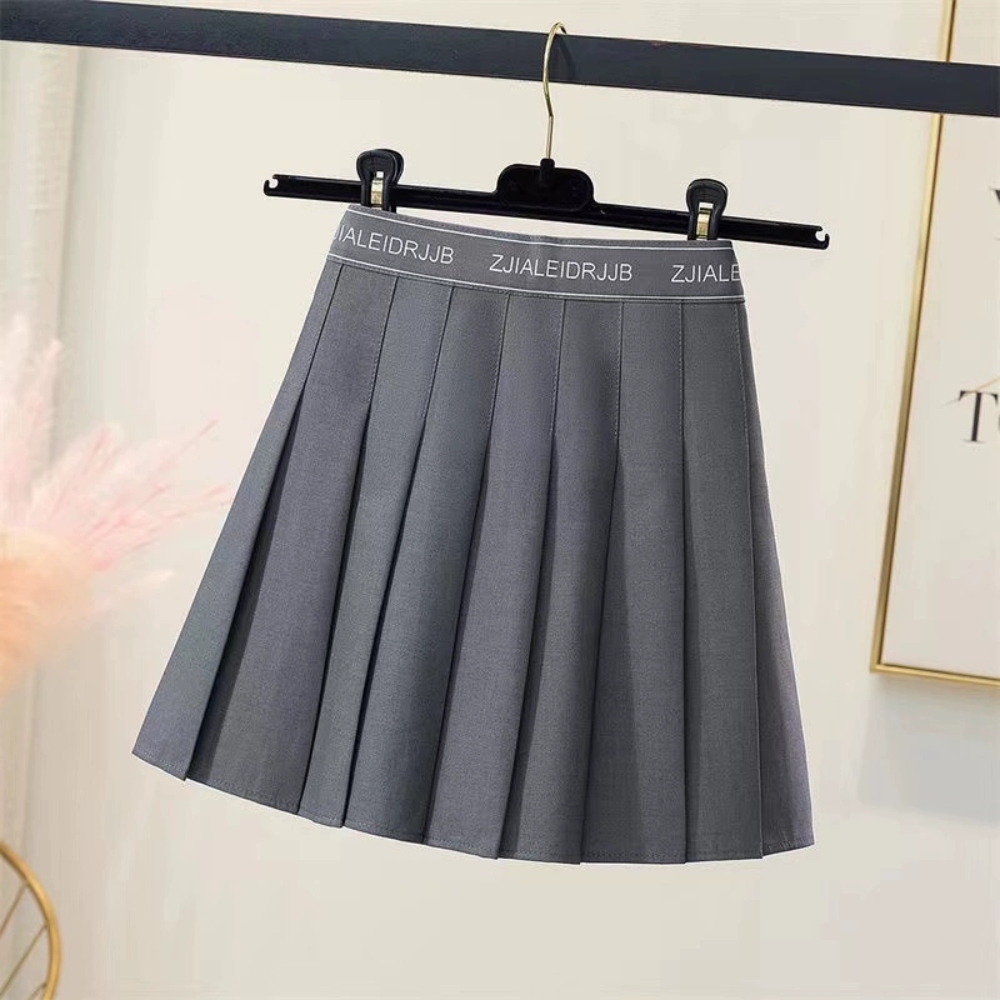 Elastic waist pleated skirt for women 2025 new summer slim high waist A-line short skirt versatile skirt