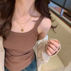 非實拍 吊帶帶胸墊女內搭新款法式別致小背心外穿設計感上衣