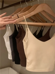 U-neck beautiful back pure desire and wind sling vest for women in spring wear bra with chest pads and unique top