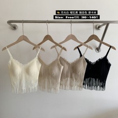 New hyaluronic acid tassel French lace V-neck beautiful back versatile underwear for women's suspender chest pad inner base vest