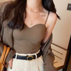 非實拍 美背純欲風冰絲小吊帶背心無痕打底外穿無袖短款上衣