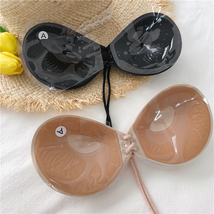Real-life price~ Wedding dress with beach backless small breasts gathered and anti-slip breasts sticking to breasts sticking to thickened invisible bra