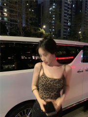 性感豹紋吊帶背心修身內搭打底外穿修身辣妹上衣春夏