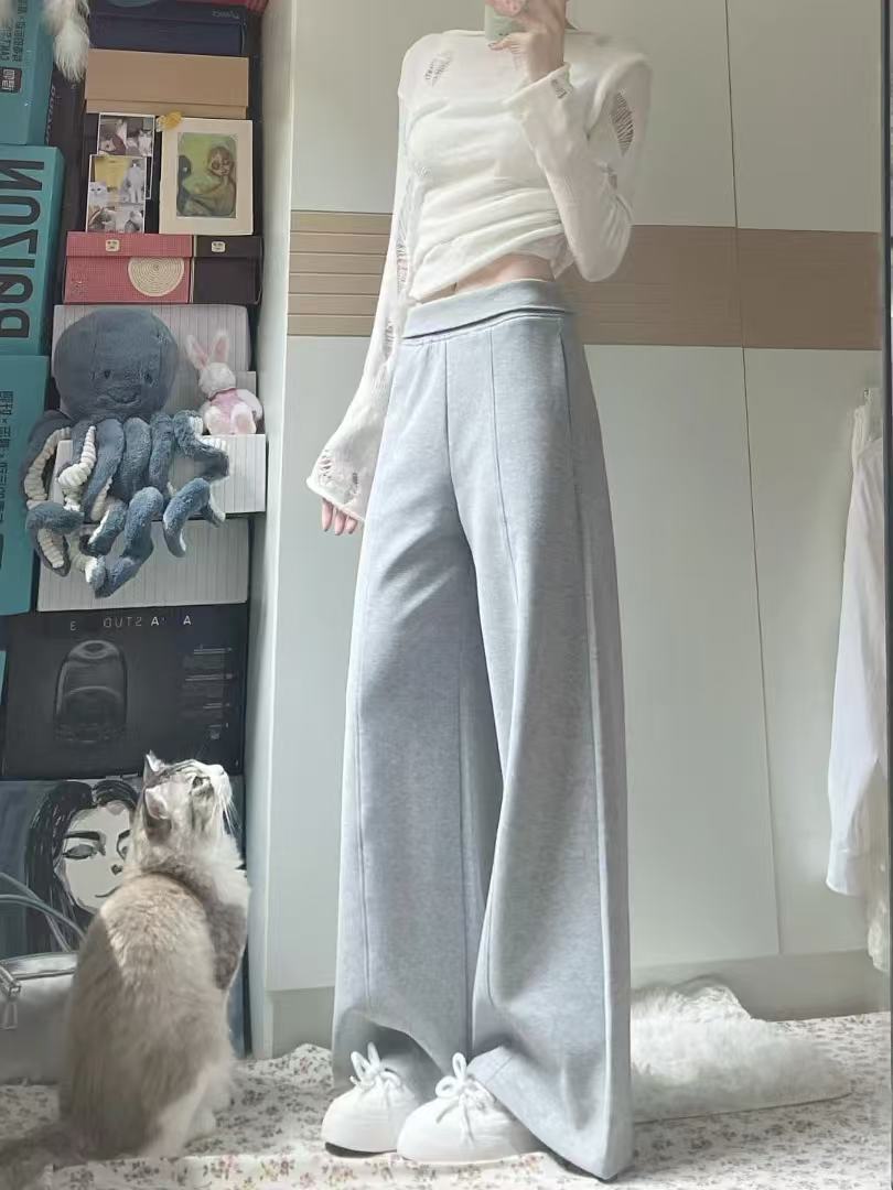 三標齊全，棉華棉複合牛奶絲休閒褲女春秋韓版寬鬆修身休閒褲潮