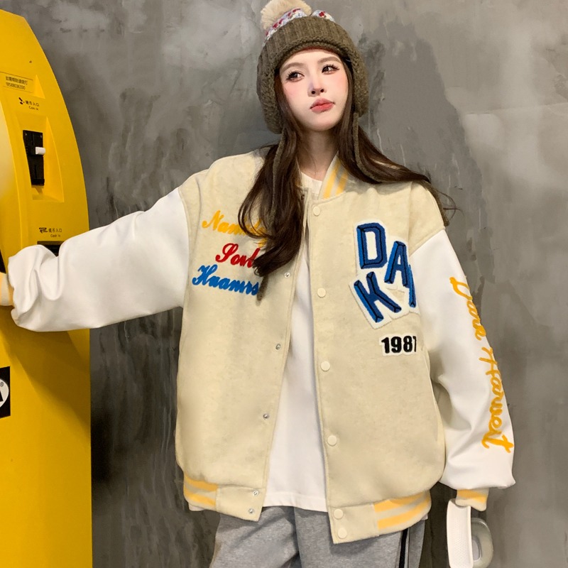National trend flocking embroidered baseball uniform 2025 spring design niche couple jacket top coat