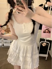 Pure desire style exterior sling vest spring and summer Korean version new lace spliced ​​slim fit slim inner top