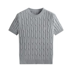 Student embroidered retro twist short-sleeved sweater for women in summer design niche slim fit slim and age-reducing top