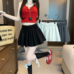 實拍~辣妹百褶蓬蓬半身裙女新款高腰鬆緊腰a字百搭防走光短裙