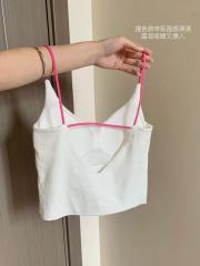 非實拍 設計感撞色修身吊帶女辣妹背心帶胸墊美背純色上衣潮
