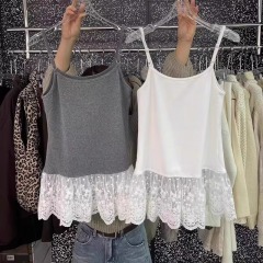 Original workmanship sweet style hem lace splicing layered suspenders for women's pullovers versatile and fashionable base vest