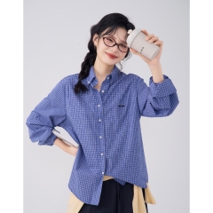 Flower Field Showcase HTmeme Extraordinary style Loose and versatile embroidered letters women's autumn lapel top