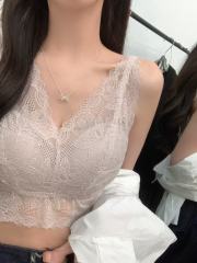 非實拍 溫柔純欲法式性感蕾絲打底內搭吊帶背心女帶胸墊內衣