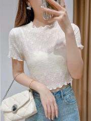 非實拍 內搭薄紗配裙子防曬罩衫蕾絲短袖內搭打底衫紗衣短袖