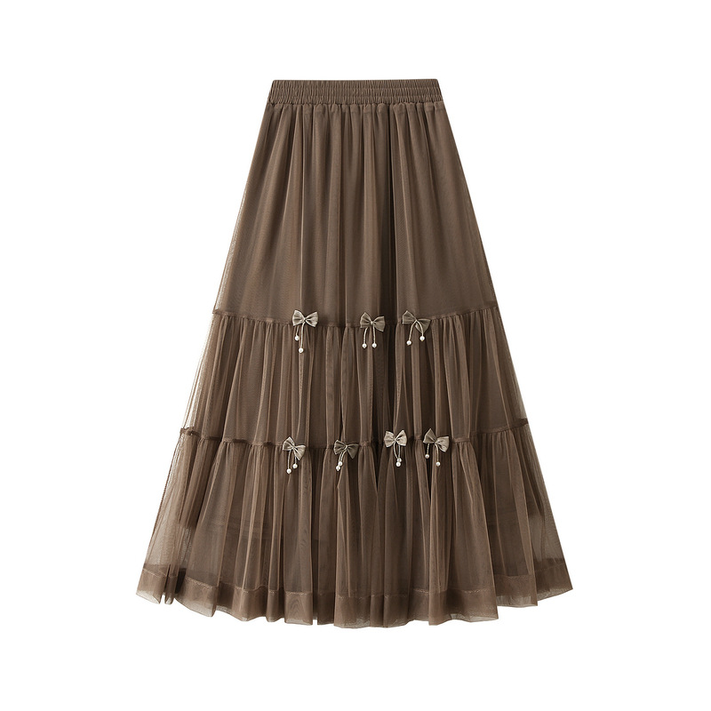 Large size women's clothing autumn and winter fat MM Korean sweet trendy paired with age-reducing pleated skirt cake skirt big hem skirt long skirt