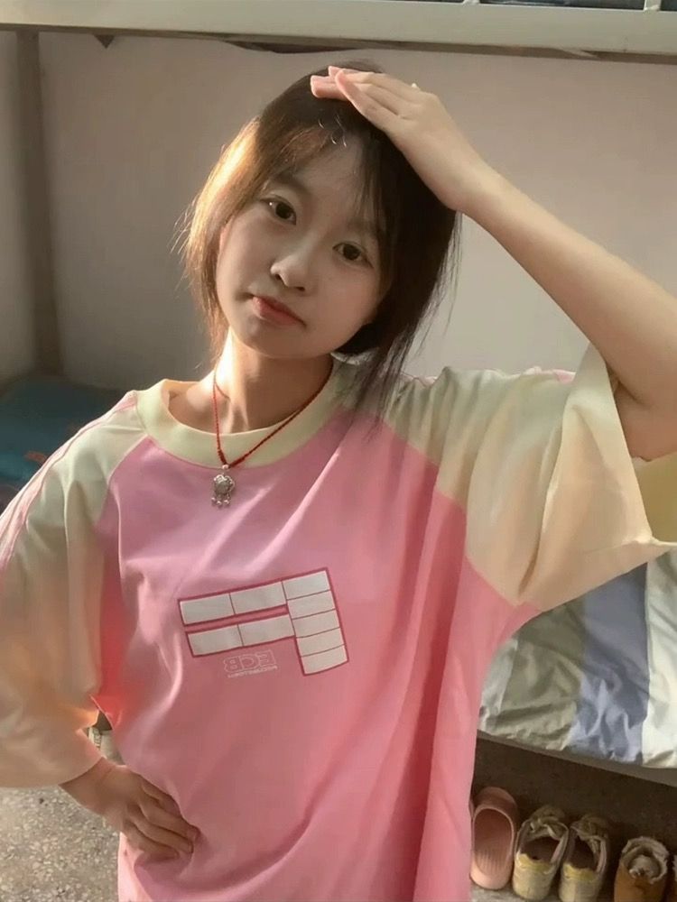 純棉 韓國chic夏季新款韓版寬鬆發泡短袖t恤女百搭短袖上衣