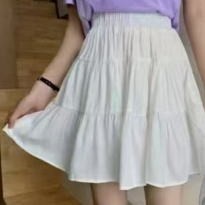 Sweet girl 2025 texture sense cloud cake puffy skirt creamy yellow base half-body skirt H