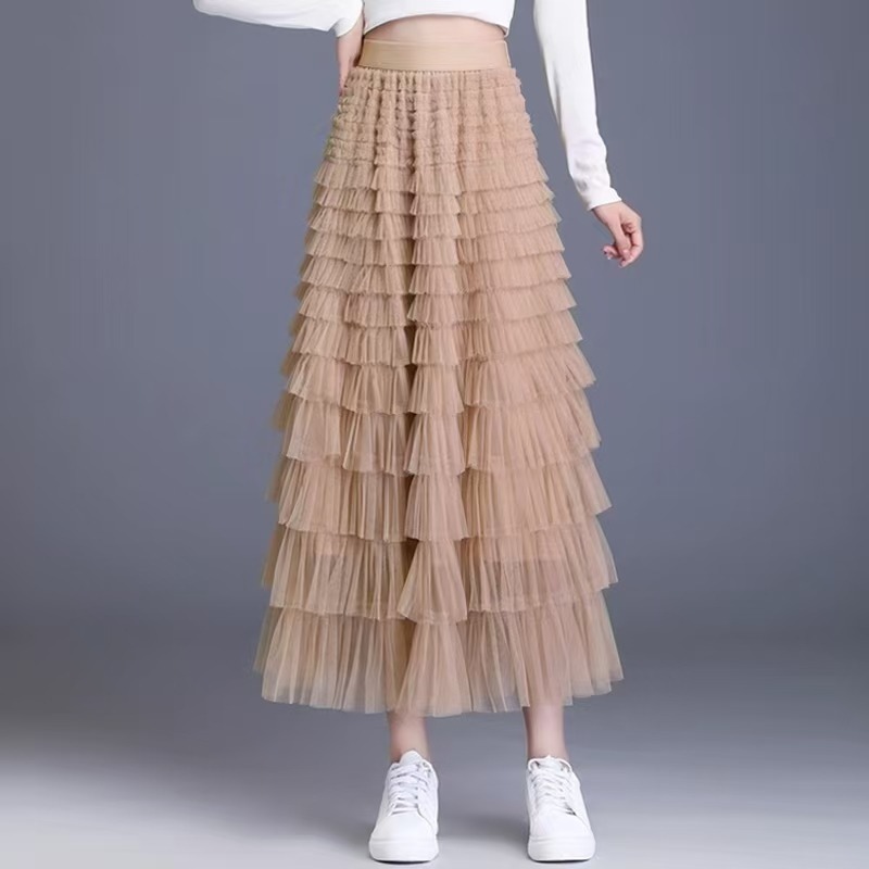 South Korea Dongdaemun Spring 2025 new fashionable high-waisted skirt slim a-line cake skirt