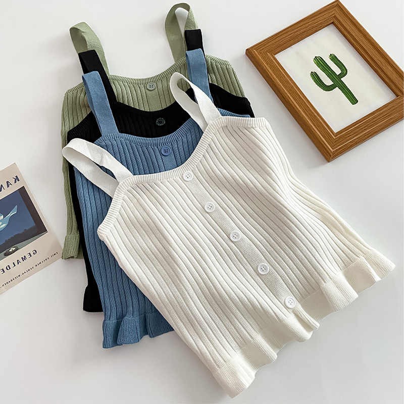 Women's new summer base vest with black ears short sleeveless sweet and spicy top trendy