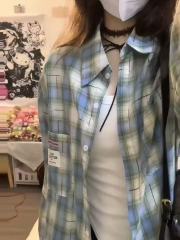 Korean American retro plaid lapel long-sleeved shirt jacket spring and autumn new street versatile loose casual shirt