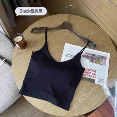 Small vest outside in summer, suspender vest integrated cup with chest pad pure cotton suspender outside in women's design