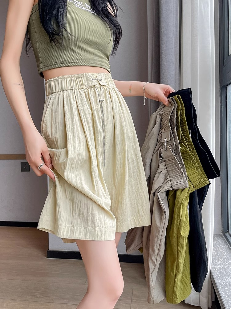 Nishimian Yamamoto wide-leg five-point pants for women in summer thin high waist droop loose and versatile casual shorts
