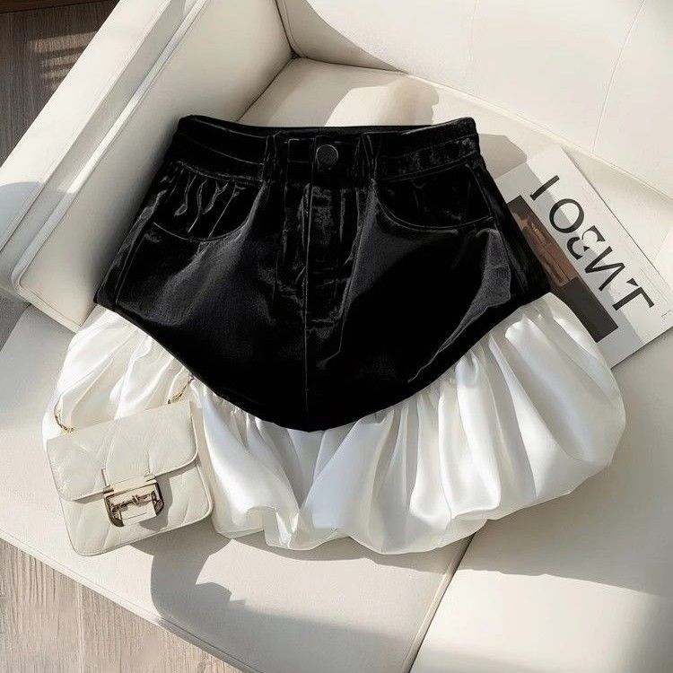 2025 Spring and Summer New Loose A-line Long Dress with Small-Group Distinctive Checkered Lace Patchwork Skirt 