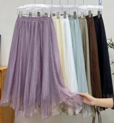 Streaming purple gauze skirt irregular Organ yarn skirt women's autumn and winter 2025 bright silk chiffon skirt skirt long skirt