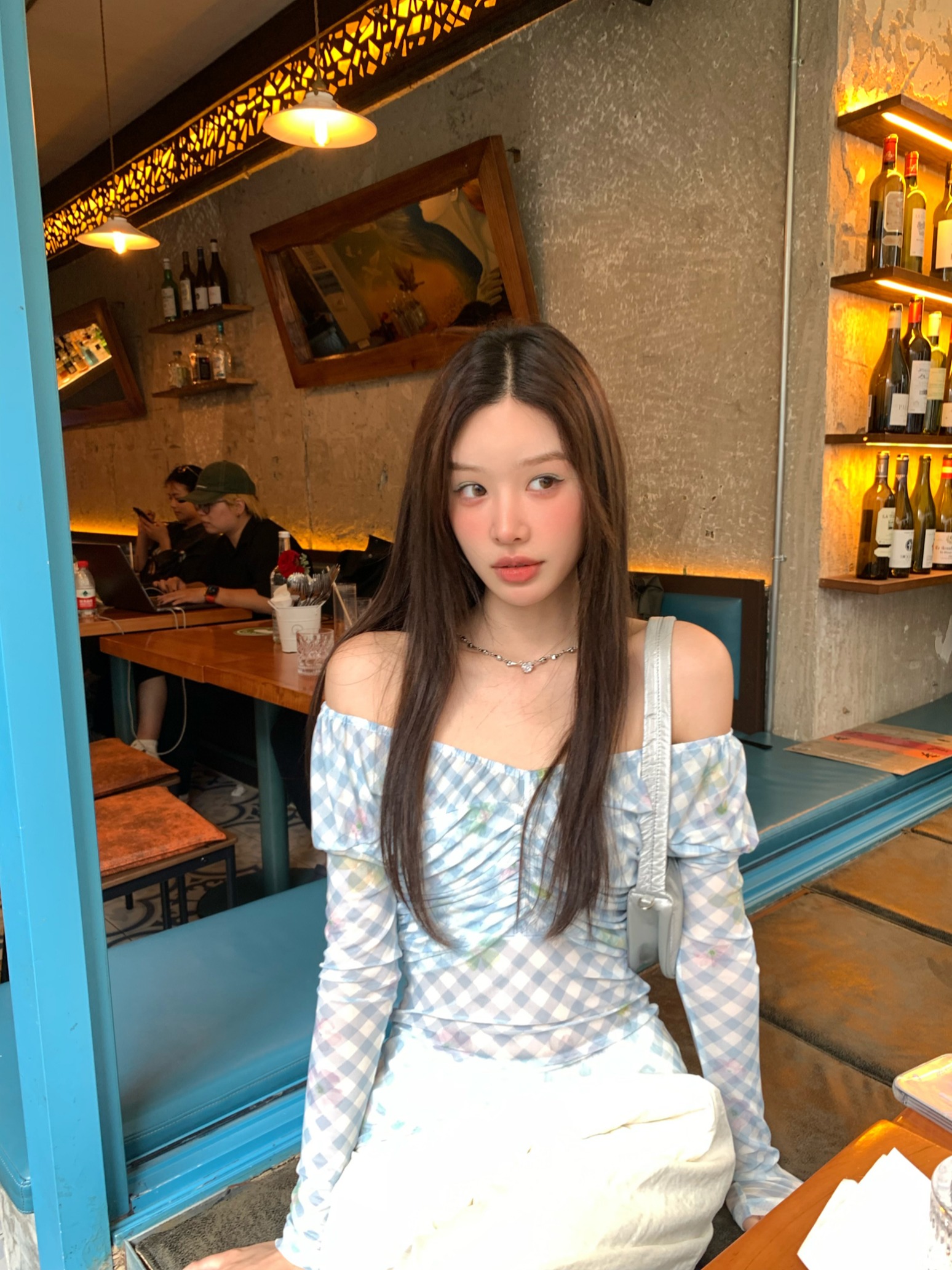 Real shot~Summer pure and sweet atmosphere, one-length neck mesh slim design, sun protection long-sleeved top