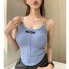 非實拍 美式魚骨泰式小吊帶背心外穿帶胸墊內搭甜辣妹上衣潮