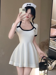 Real shot of pure academy style dress hot girl JK uniform skirt sexy nightclub internet celebrity technician skirt
